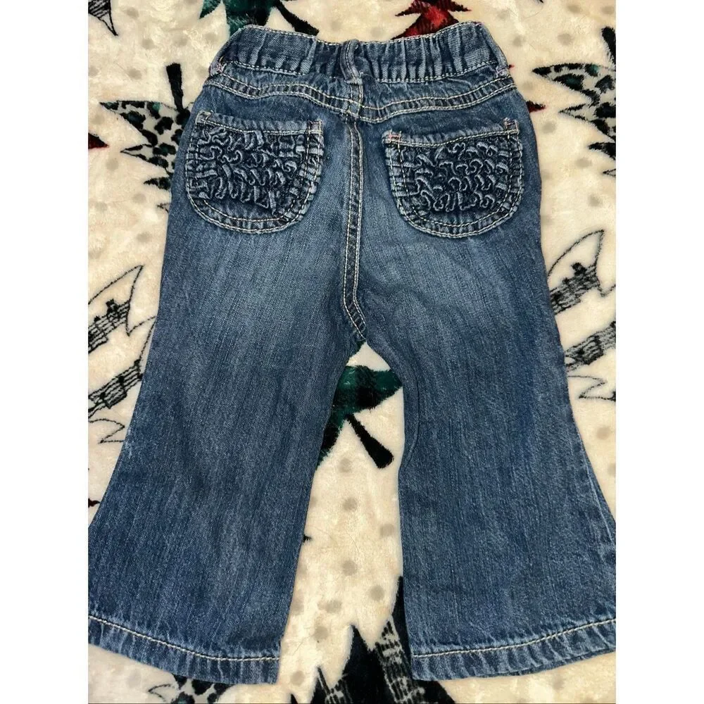 Vintage Gymboree Girls 12-18 Months Embroidered Blue Jeans Flare Princess Fairy